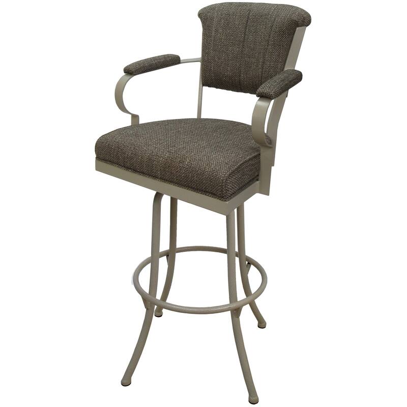 Miami Extra Tall 34" Spectator Metal Bar Stool on Noam Base - 34" Seat Height - Plumley Cocoa - Beige