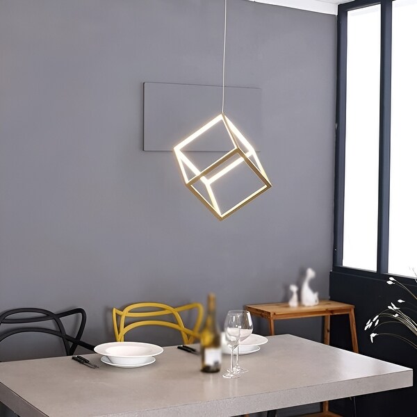 Cube 1 Light LED Pendant Minimalist Black or Gold Square Cube 1 Light LED Pendant Minimalist Black or Gold Square