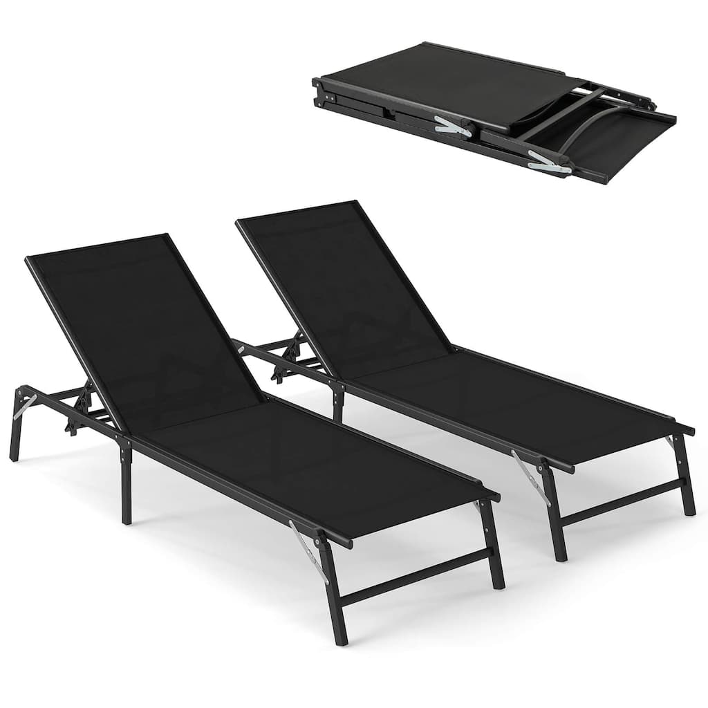 Costway 1/2 PCS Reclining Lounge Chairs Folding Patio Recliner Chair - See Details
