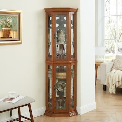 Glass Display Shelf Shelving Bar cabinet with Tempered Glass Door