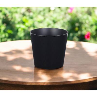 HomeRoots 7" Black Recycled Plastic Indoor Outdoor Round Pot Planter