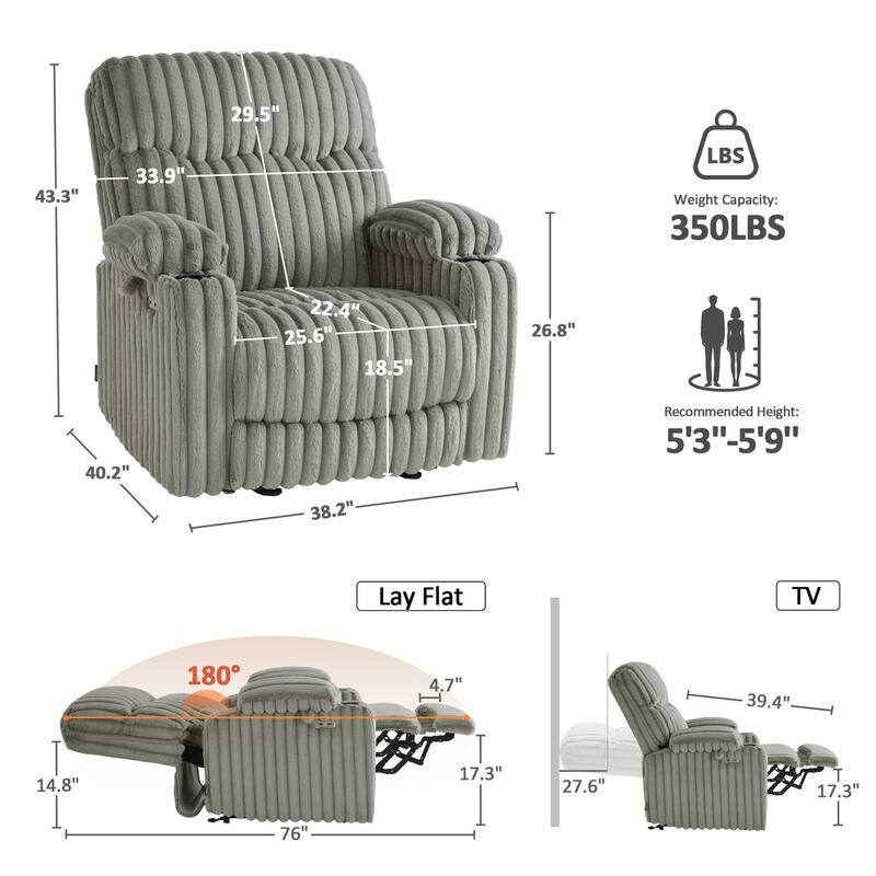 MCombo 180° Lay Flat Power Lift Recliner Chair for Elderly, Dual Motor Lift Chair with Full-Body Heating for Sleeping