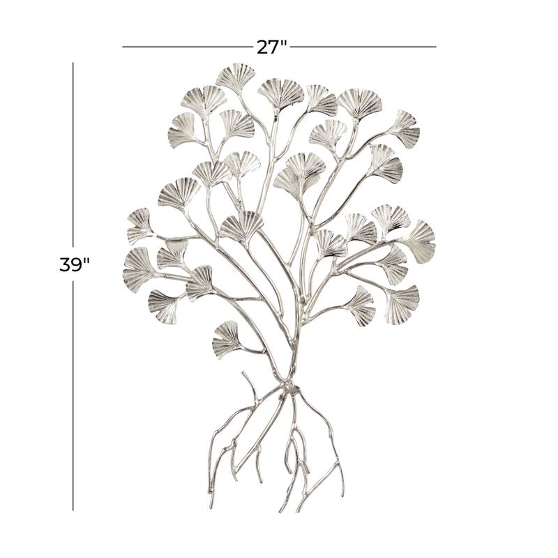 Silver Aluminum Floral Wall Decor