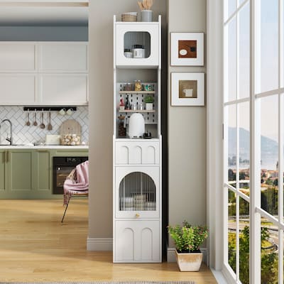 White Sideboard Storage Cabinet - Stylish & Multi-Functional with Glass Doors