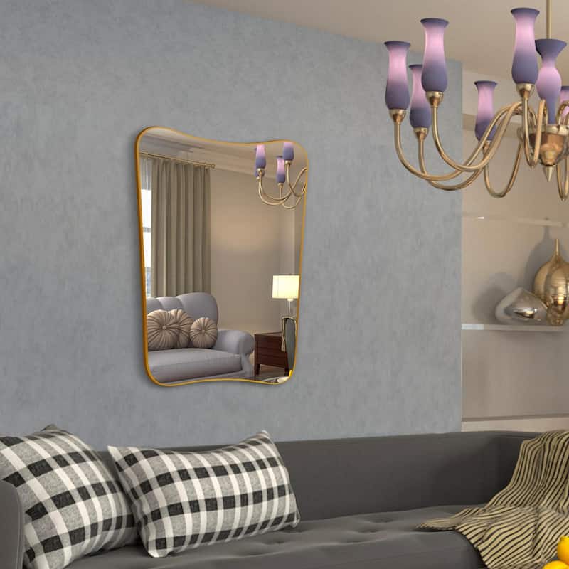 Irregular Concave Top Scalloped Wall Mirror - 36 x 24 Inches