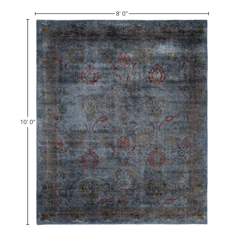 Overdyed One-of-a-Kind Hand-Knotted Area Rug - Gray - 8' 0" x 10' 0"