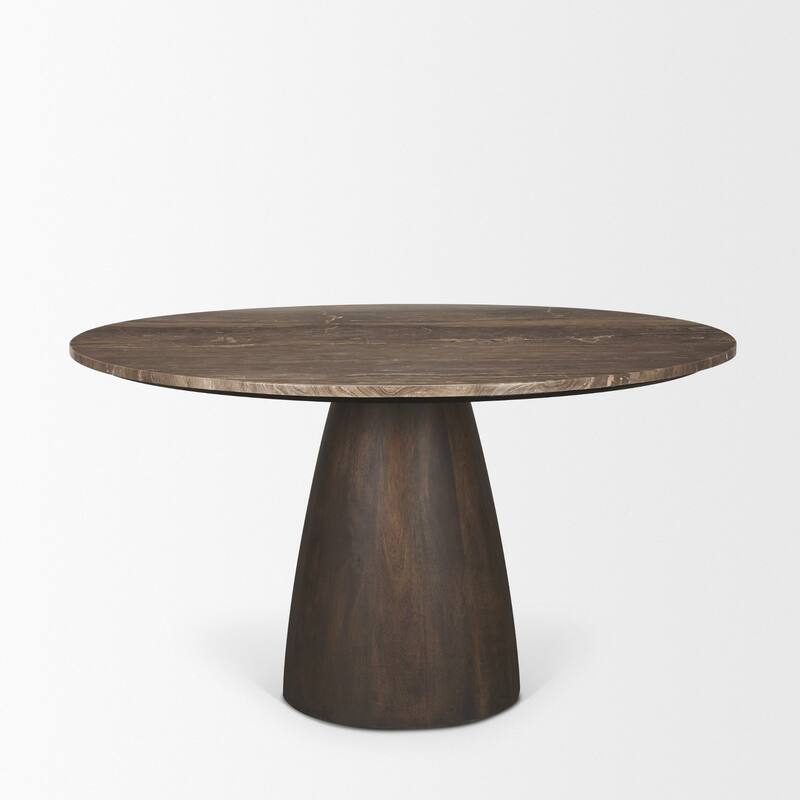 Allyson Round Genuine Marble Pedestal Dining Table