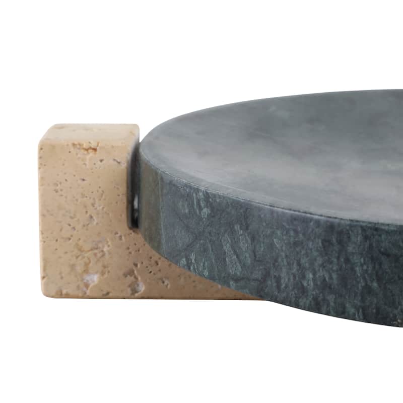 Marble Stone Decorative Tray Geometric Base Sleek Glam Modern