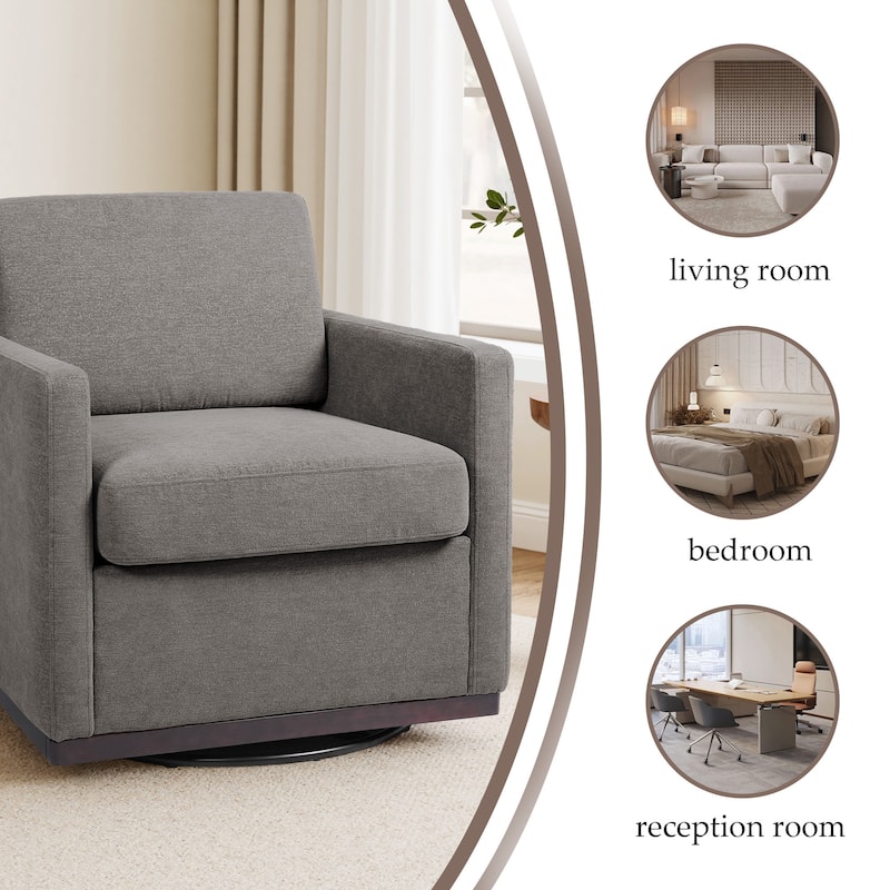uixe Modern Upholstered Swivel Accent Chair with Pocket Spring Seat