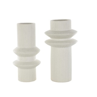 Ceramic Abstract Ribbed Decorative Vase with Speckled Texturing - Set ...