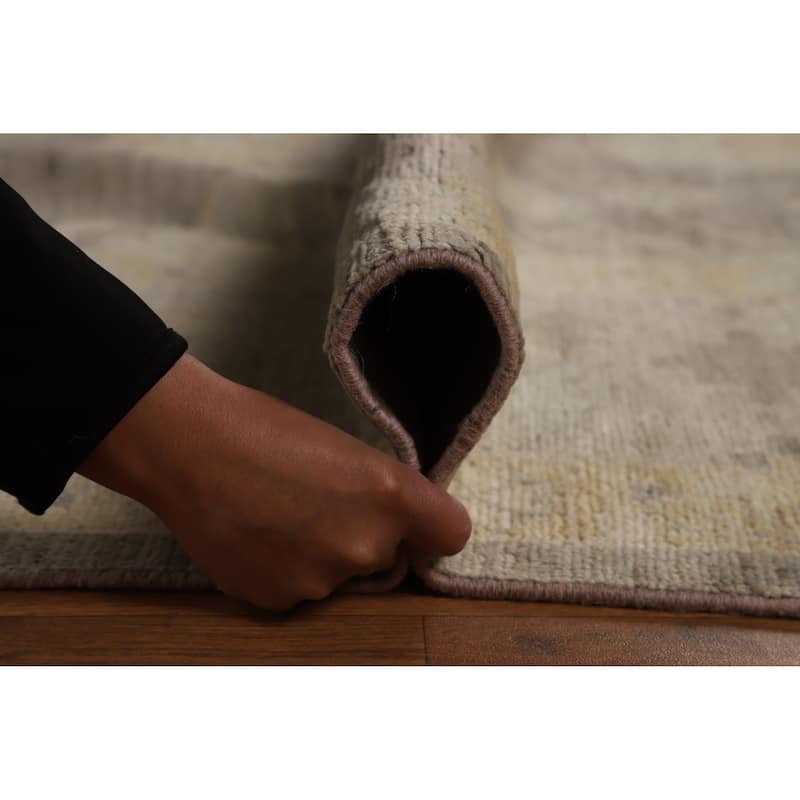 Hand Knotted Oriental 100% Wool Carpet Transitional All-Over Greys & Charcoal Oushak Area Rug - 12' 1'' X 9' 7''