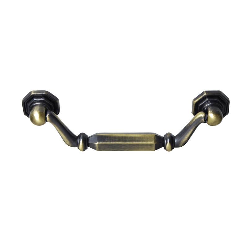 Utopia Alley Suffolk Pull Handle - Decorative Cabinet Antique Brass Drop Pull Handles, 3.8" Center to Center