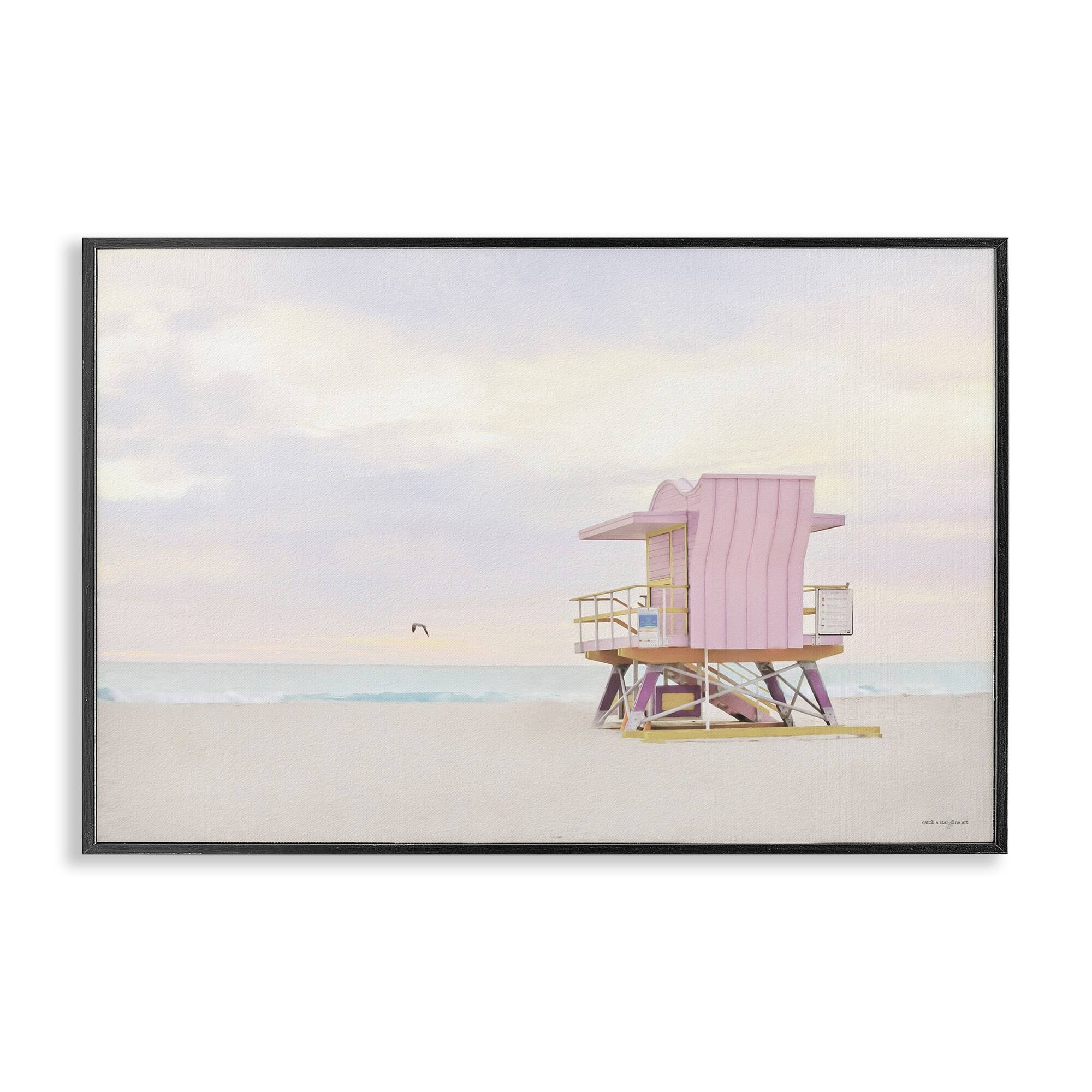 Stupell Pink Paradise Beach Framed Giclee Art Design By Seven Trees Design
