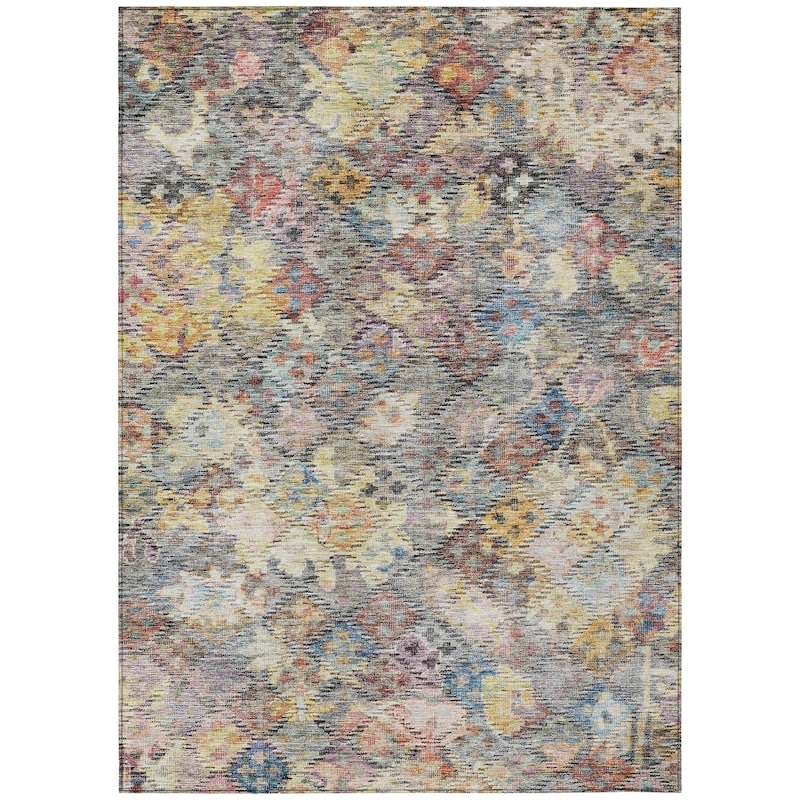 Machine Washable Indoor/ Outdoor Boho Moroccan Chantille Rug
