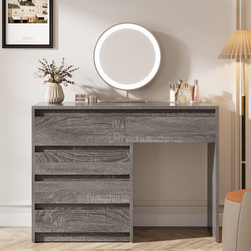 63" Vanity Desk with 5 Drawers, Makeup Table with Removable 3-Drawer Chest