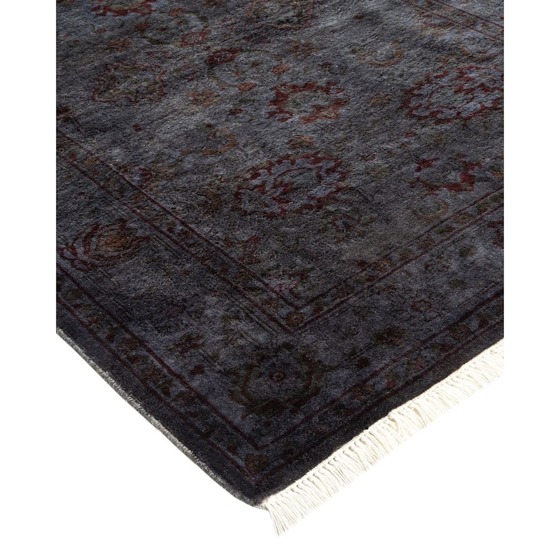Overton Hand Knotted Wool Vintage Inspired Modern Contemporary Overdyed Gray Area Rug - 2' 7" x 4' 2"