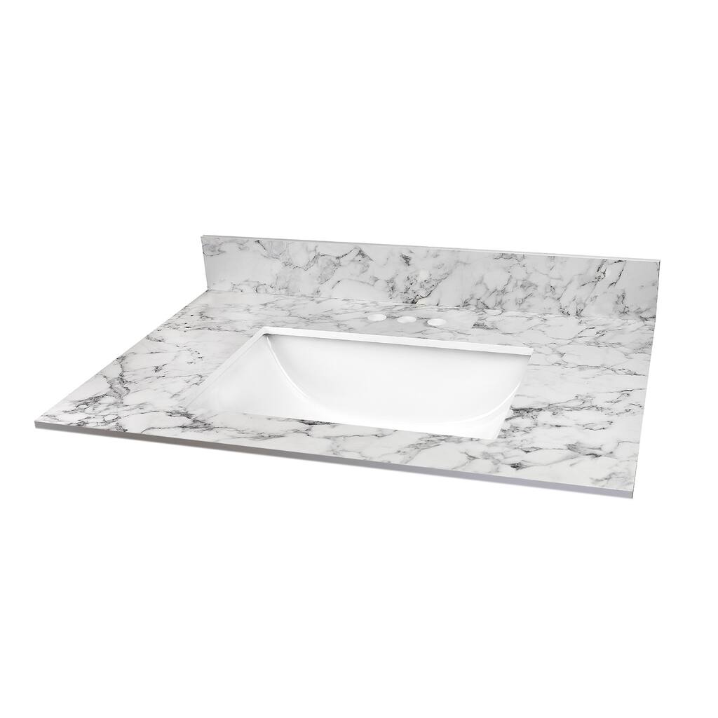 31X22 White Thin Scape Composite Vanity Top