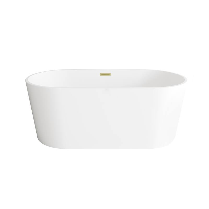Melisande Bathtub in Glossy White - Glossy White with Brushed Gold Trim - 59"