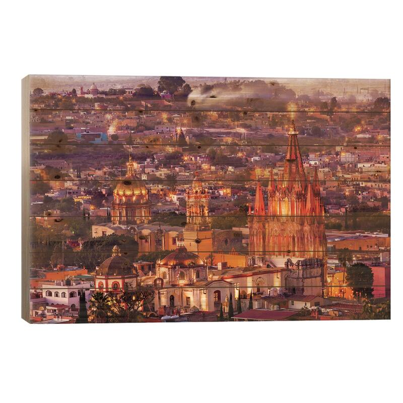 San Miguel de Allende, Mexico, Miramar, Overlook, Parroquia Archangel Church Print On Wood by William Perry - Multi-Color - 18x26x1.5