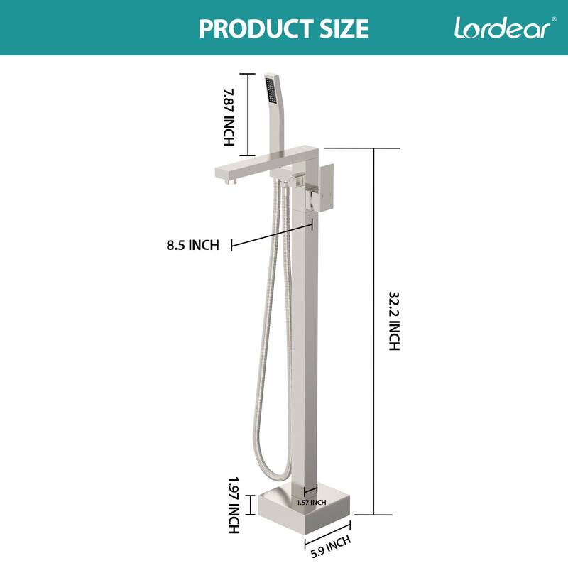 Lordear Bathtub Faucet Tub Filler Swivel Faucet with Hand Shower, Swivel Spout
