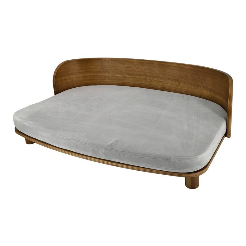 Elevated Dog Bed Curved Wood with Waterproof Soft Cozy Cushion Stool