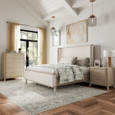 Furniture of America Kian Modern 3-Piece Natural Oak Solid Wood Bedroom Set