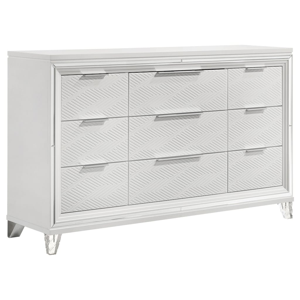 9-Drawer White Dresser Cabinet with Spacious Storage, Smooth Glide Hardware, and Clean Contemporary Lines
