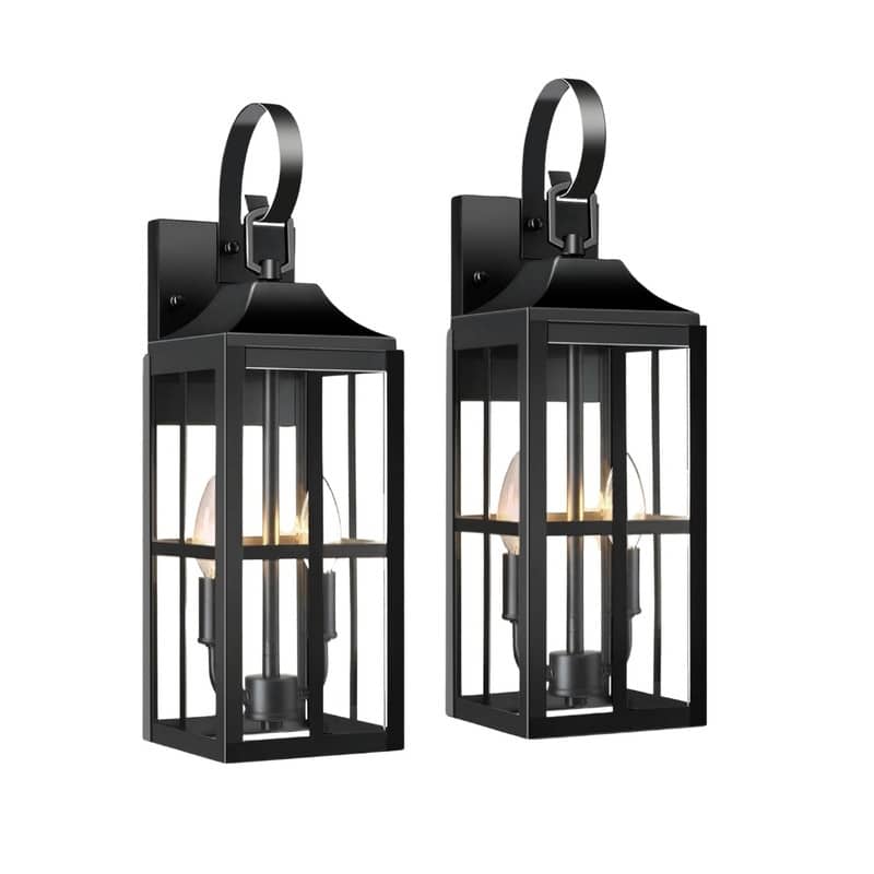 2 Pack light bulbs black light fixture aluminum, glass, metal wall sconce