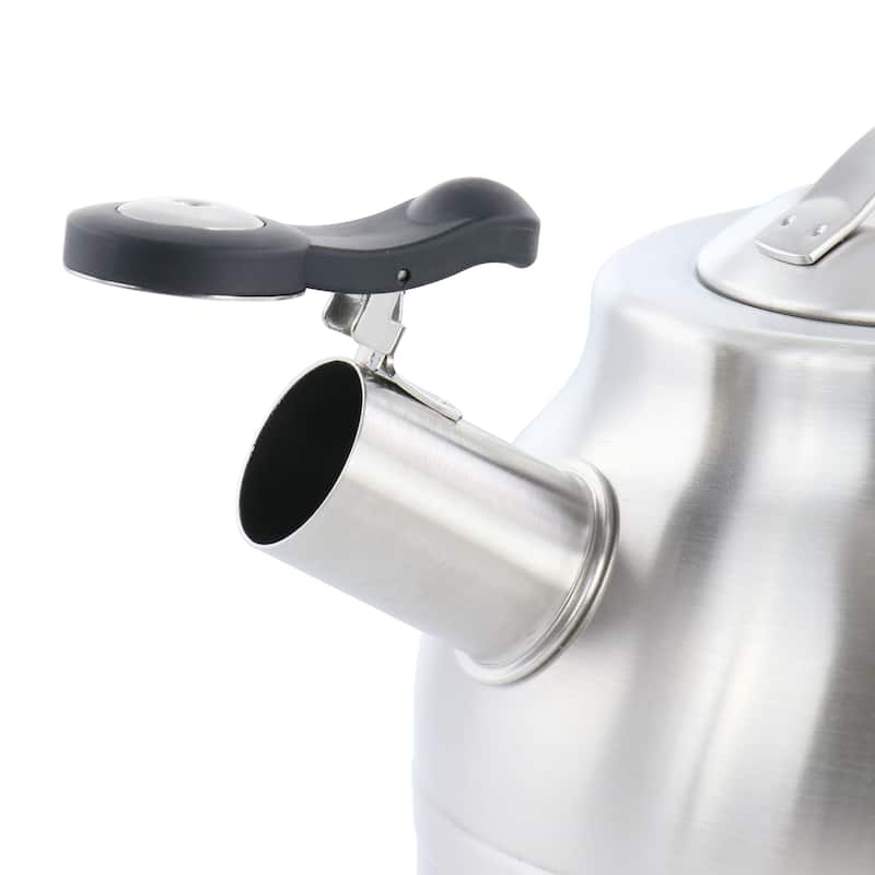 Kenmore Elite 2.3 Quart Stainless Steel Whistling Tea Kettle in Silver