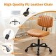 preview thumbnail 15 of 21, Armless Home Office Desk Chair, PU Leather Low Back Task Chair with Wheels, Adjustable Height 360° Rolling Vanity Chairs - N/A