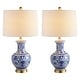 preview thumbnail 1 of 18, Gemma 25.25" Ceramic/Metal LED Table Lamp, Blue/White (Set of 2) by JONATHAN Y Blue/White