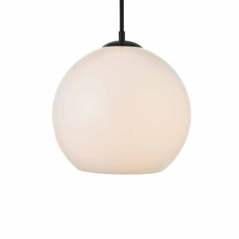 Elegant Lighting Baxter Single Light 12" Wide Pendant with Frosted - Black / Frosted White