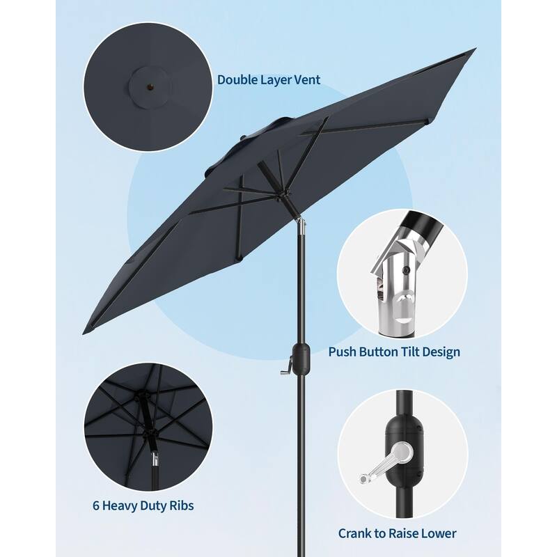 Coromose 7.5FT Patio Umbrella Outdoor, 6 Sturdy Ribs UV Protection,for Deck Poolside Backyard