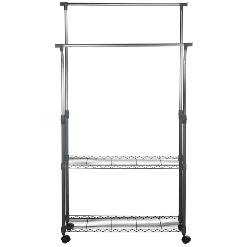 SAFAVIEH Storage Sheilah Chrome Double Rod Clothes Rack - 35Wx14Dx36H