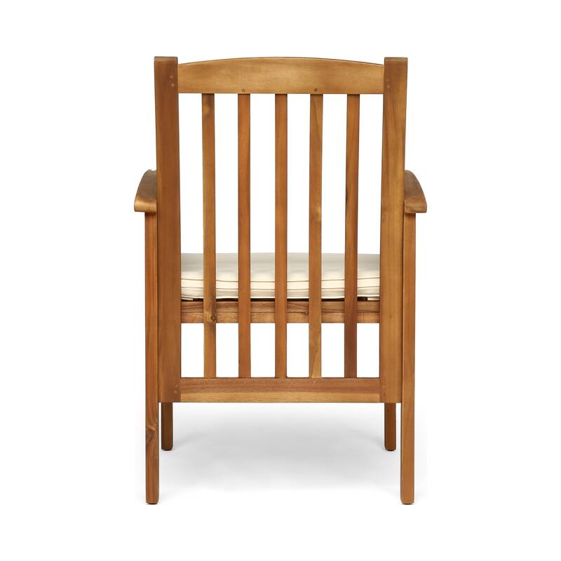 Casa Outdoor Acacia Wood Dining Chairs with Cushions (Set of 2) by Christopher Knight Home