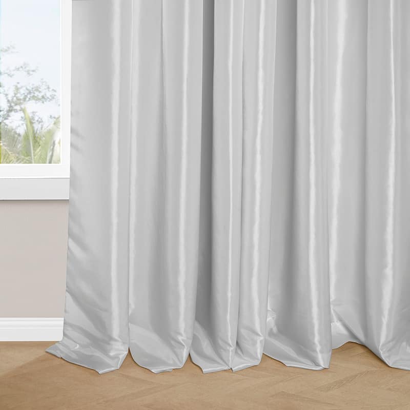 Exclusive Fabrics Faux Silk Taffeta French Pleated Blackout Curtains for Bedroom & Living Room Curtains Single Panel