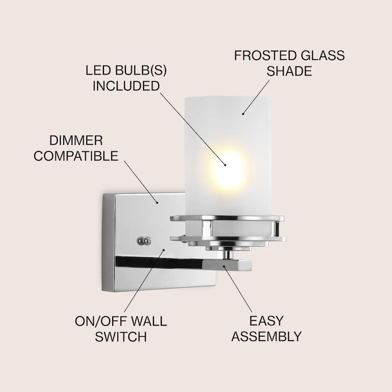 Magnolia 3-Light Metal/Frosted Glass Contemporary Glam LED Vanity Light, by JONATHAN Y