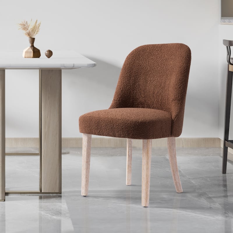 Boucle Polyester Upholstered Side Chair - Water/ Stain Resistant - Rust