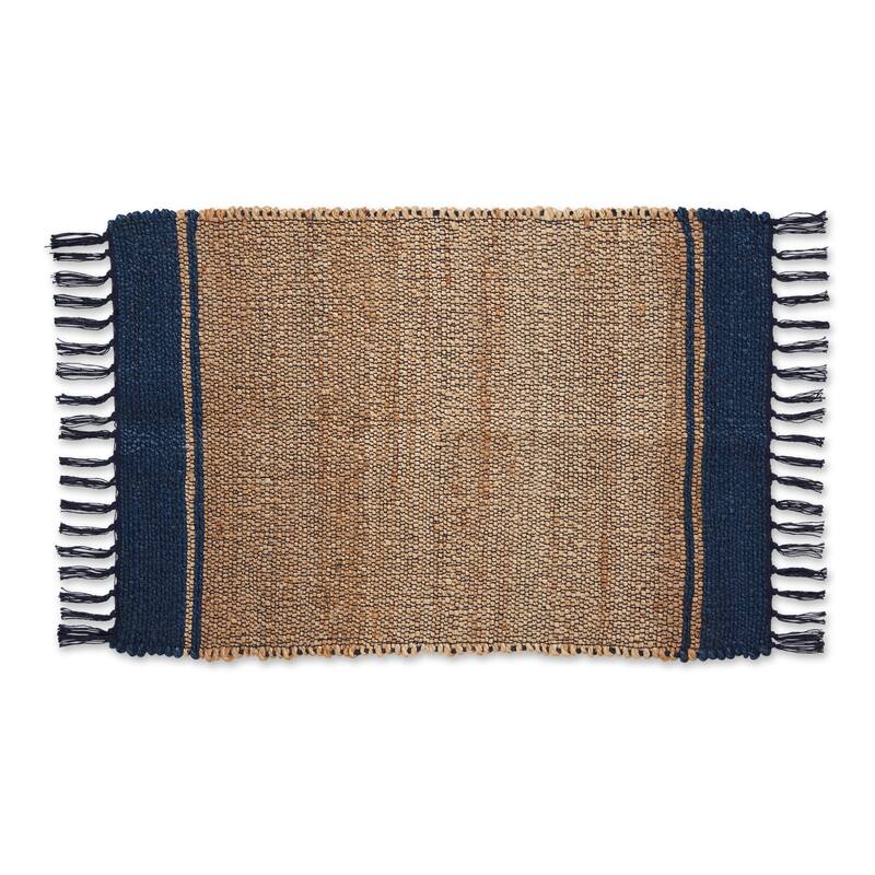 DII Black With Natural Jute Chevron Hand-Loomed Rug - 2' x 3' Oval