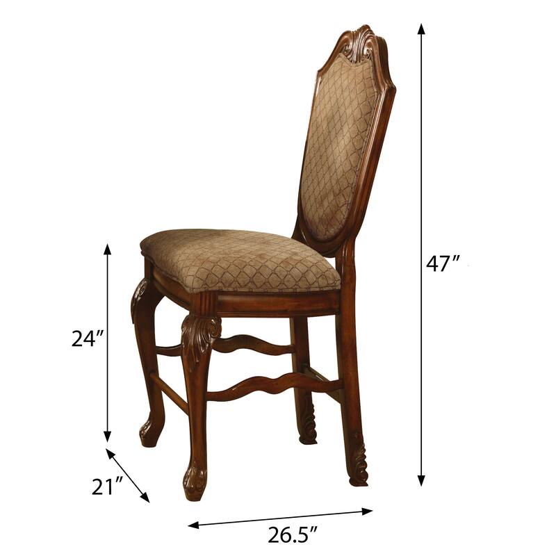 Beige and Cherry Solid Back Counter Height Stools (Set of 2)