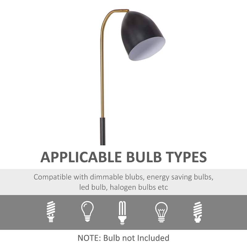 HOMCOM Arc Floor Lamp, Standing Reading Light, with Adjustable Lampshade, and Round Base for Living Room, Office, or Bedroom