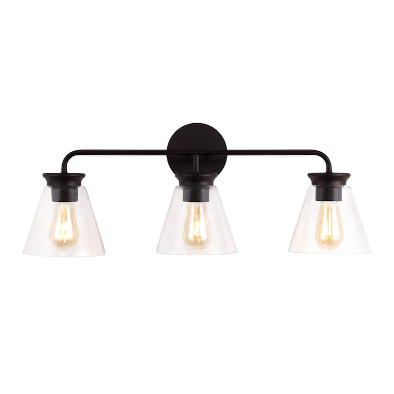 Kondo 6.38" Modern Farmhouse Iron LED Vanity, Oil Rubbed Bronze/Clear by JONATHAN Y
