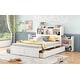 preview thumbnail 5 of 32, Full Size Storage Platform Bed with Trundle and Pull-Out Shelves, White