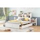 preview thumbnail 5 of 32, Full Size Storage Platform Bed with Twin Size Trundle, Pull-Out Shelves, 2 Drawers, and USB Headboard, White