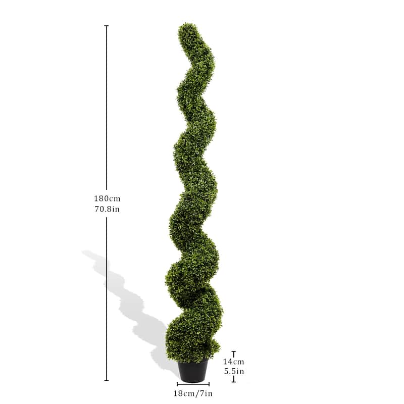 GDFStudio - Vallador Spiral Topiary Trees Artificial Boxwood UV Resistant Elegance（Set of 2）