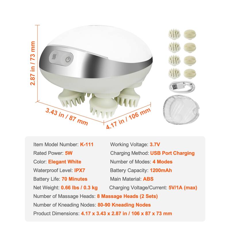 Electric Scalp Massager with Heat for Hair Growth, Deep Clean, Stress Relax - 4-mode settings