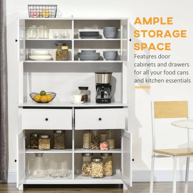 63.5" Kitchen Pantry Storage Cabine with Open Microwave Countertop