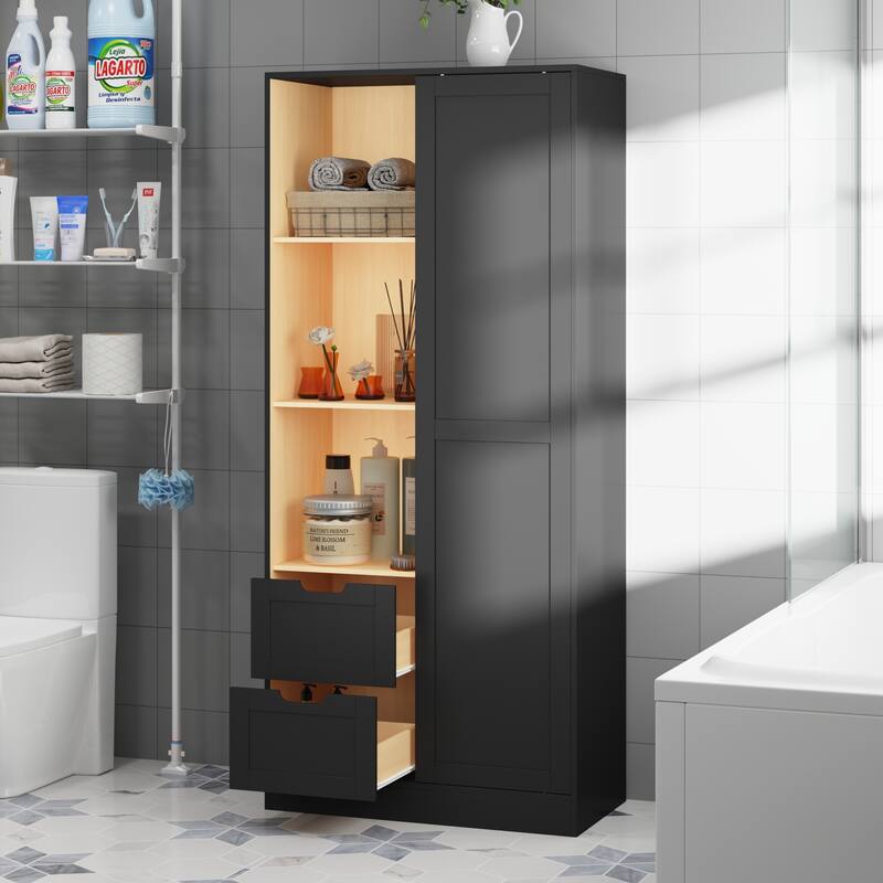 Elegant Wooden Storage Cabinet with Sliding Doors and Multiple Shelves