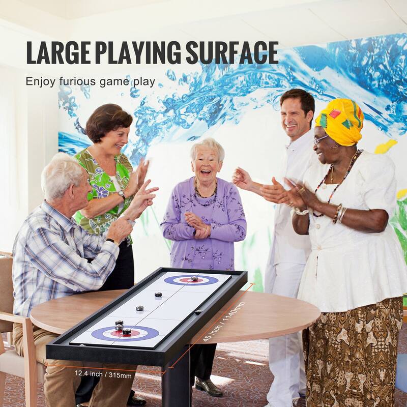 45 Inch 2 in 1 Portable Shuffleboard and Curling Tabletop Set Including 8 Pucks - 12.4” x 45” x 1.6”