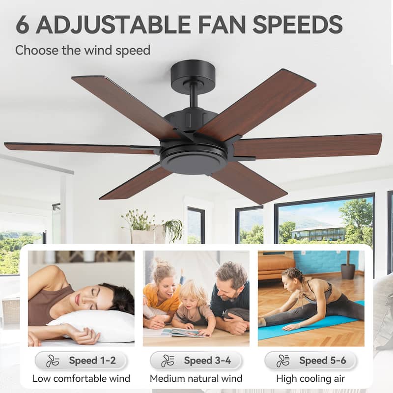 48/56/60 Inch Reversible Blade Ceiling Fan No Light with Remote Control